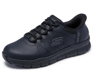 Skechers Womens Work Hands Free Slip Ins Nampa-Cottonbud Bungee Athletic SR Food Service Shoe, Black, 9