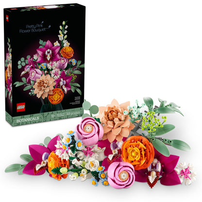 LEGO Botanicals Pretty Pink Flower Bouquet Building Set for Adults - Artificial Flowers for Home Decor, Centerpieces for Tables - Gift for Graduation - 10342