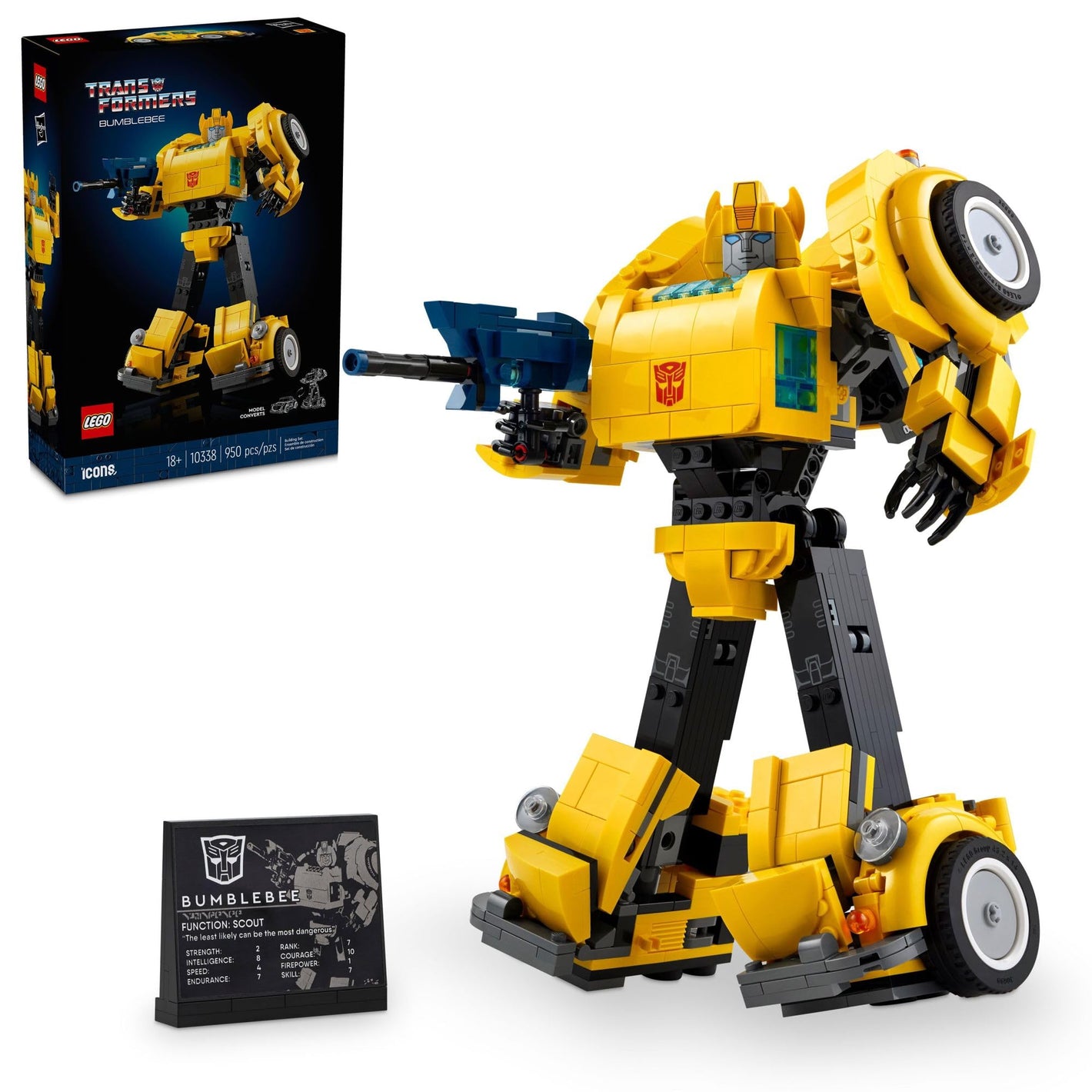LEGO Icons Transformers Bumblebee Fig, Set 10338, Converts to Vehicle