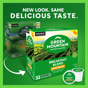 Green Mountain Coffee Roasters Breakfast Blend Keurig Single-Serve K-Cup Pods, Light Roast Coffee, 32 Count