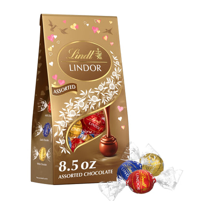 Lindt Valentine Lindor Assorted Bag, Assorted Chocolate, 8.5 Ounce