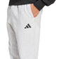 Adidas Mens Essentials Feel Cozy Fleece Sportswear Pants, Light Grey Heather/Black, Medium