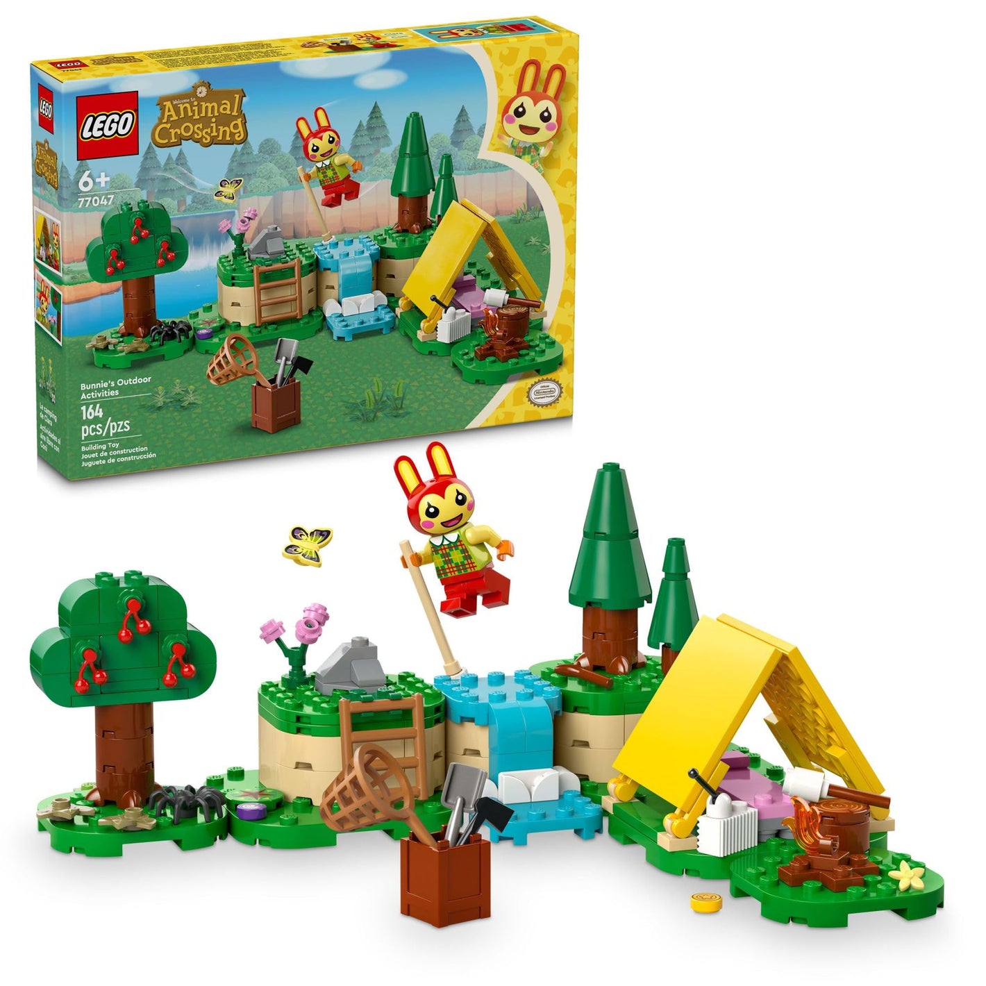 LEGO Animal Crossing Bunnie’s Outdoor Activities Buildable Creative Playset for Kids, Includes Video Game Toy Minifigures Tent and Rabbit, Animal Crossing Toy for Girls and Boys Aged 6 and Up, 77047