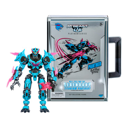 MrBeast Lab Platinum Series 6” Panther Battle Titan Collector Figure, Extreme Detailing, Premium Packaging, 35 Points of Articulation, Will You Discover A Legendary Titanium Panther? Styles May Vary