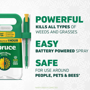 Spruce Weed Killer Spray - Snap & Spray Weed & Grass Killer₂ Powered Starter Kit - Reusable Sprayer with Wand for Spot-Treating Driveways, Gardens & More (64 Oz Bottle)