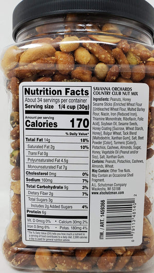 Savanna Orchards Country Club Nut Mix 36OZ (2.25LBS)