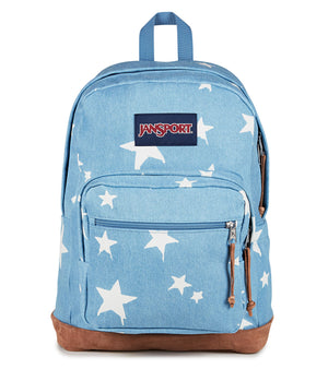 JanSport Right Pack Expressions Backpack – Main Compartment, 15-inch Padded Laptop Compartment, Side Water Bottle Pocket, Utility Pocket with Zippered Rain Flap, Discharge Denim Star