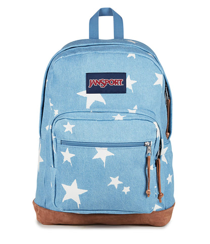 JanSport Right Pack Expressions Backpack – Main Compartment, 15-inch Padded Laptop Compartment, Side Water Bottle Pocket, Utility Pocket with Zippered Rain Flap, Discharge Denim Star