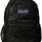 JanSport Eco Mesh Backpack, Red Tape, 17” x 12.5” x 6” - Large Semi-Transparent Bag for Adults with Laptop Sleeve, Padded Back Panel, Black
