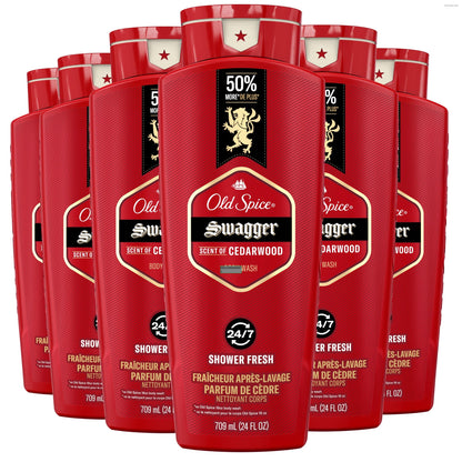Old Spice Body Wash for Men, Long-Lasting Swagger Scent, 24 fl oz Pack of 6
