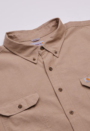 Carhartt Men's Fort Loose LS Shirt, Dark Tan Chambray, Small
