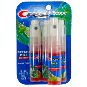 Crest Scope Breath Mist Spray Cinnamint Flavor Sugar Free, 0.24 fl oz Each, 4 Count