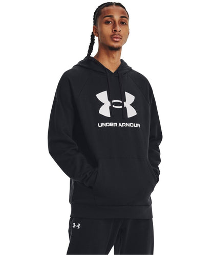 Under Armour Men's Rival Fleece Logo Hoodie, (001) Black / / White, Small