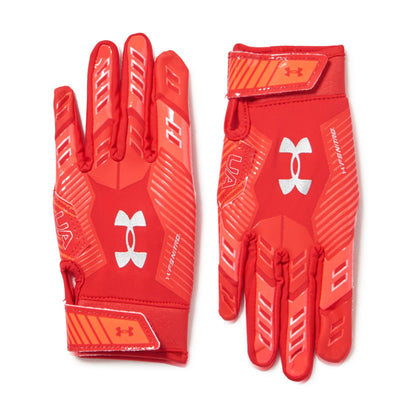 Under Armour Boys' F9 Nitro Football Gloves, (600) Red/Beta/Metallic Silver, Medium