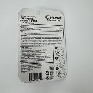Crest Pro Health Fresh Breath Mist 4 Pack Alcohol Sugar Free Clean Mint Flavor
