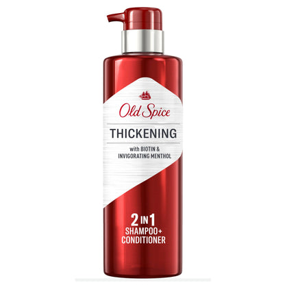 Old Spice Mens Thickening 2-in-1 Mens Shampoo and Conditioner with Biotin and Invigorating Menthol, 17.9 oz