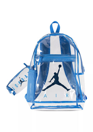 Nike Jordan Clear Backpack With Matching Accessory Case 2pc 2 Piece Set 3 Pocket (University Blue)