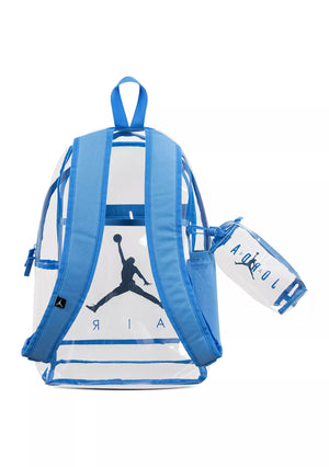 Nike Jordan Clear Backpack With Matching Accessory Case 2pc 2 Piece Set 3 Pocket (University Blue)