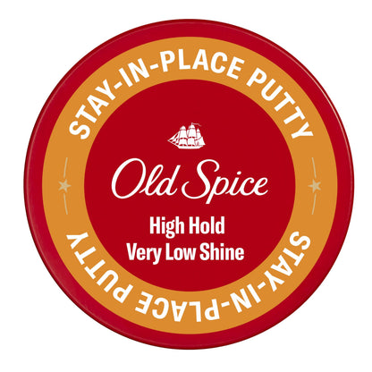 Old Spice Mens Hair Putty, Stay-In-Place Hair Styling Putty for Men, High Hold, Very Low Shine, 2.22 oz
