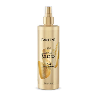 Pantene Miracle Rescue 10in1 Multitasking Spray + Keratin - Heat Protection, Detangles, Repairs Damaged, Dry Hair, Improves Shine, Leave-In Conditioning Treatment with Pro-Vitamin B5, 12.4 oz