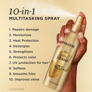 Pantene Miracle Rescue 10in1 Multitasking Spray + Keratin - Heat Protection, Detangles, Repairs Damaged, Dry Hair, Improves Shine, Leave-In Conditioning Treatment with Pro-Vitamin B5, 12.4 oz