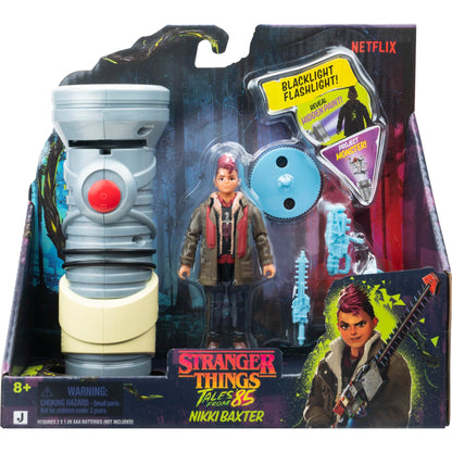 Jazwares Stranger Things: Tales from ‘85 HIC Flashlight - Working Flashlight with Film Disc and 4-Inch Nikki Baxter Figure with Hidden UV Deco Plus Accessories