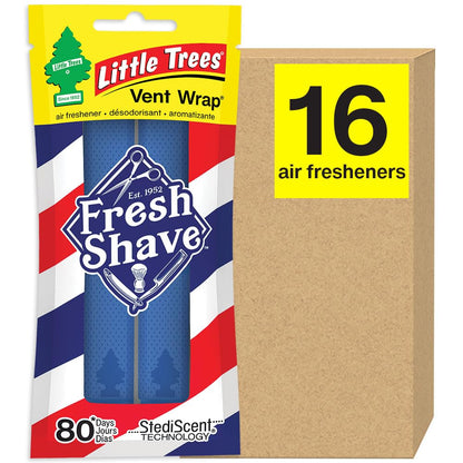 LITTLE TREES Car Air Freshener | Vent Wrap Provides Long Lasting Scent, Invisibly Fresh | Fresh Shave, 16 Air Fresheners