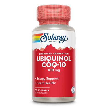 SOLARAY Ubiquinol CoQ-10 100mg Enhanced Absorption Softgels, 30 Softgels
