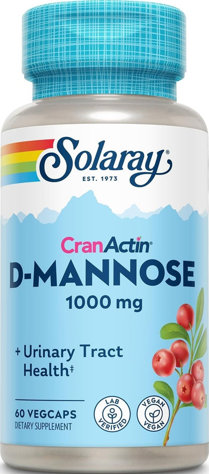 SOLARAY D-Mannose with CranActin Cranberry 400 mg, 60 VegCaps