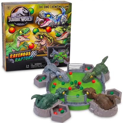 Jurassic World Ravenous Raptors Dinosaur Toys, Interactive Hungry Dinosaur Board Game W/Snack Balls, Board Games for Kids & Family, Fun Indoor & Outdoor Games, Ages 4+, Birthday Gift for Boys & Girls