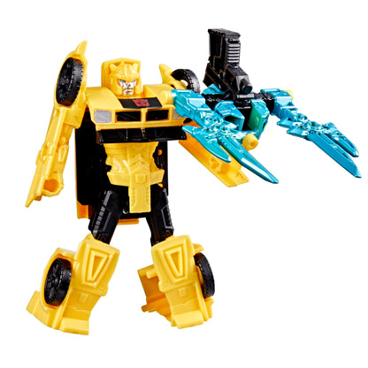 Transformers CYBERWORLD Bumblebee Armored Cyber Changers 4-Inch Action Figure, Quick Change to Car Mode, Robot Toys for Boys and Girls 6 and Up