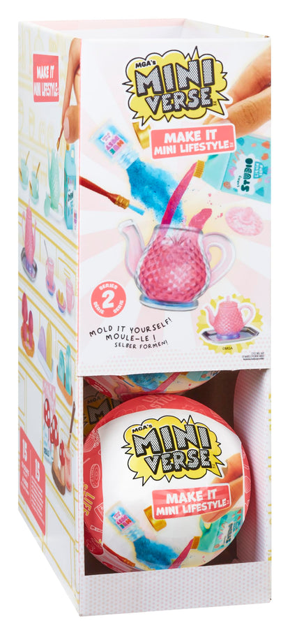 Make It Mini Lifestyle Series 2 Party Pack (6 Pack) Mini Collectibles MGA's Miniverse, Mystery Blind Packaging, DIY, Crafts, Resin Play, Replicas, Molds, Teapots, Teacups, Candles, Vase Collectors, 8+