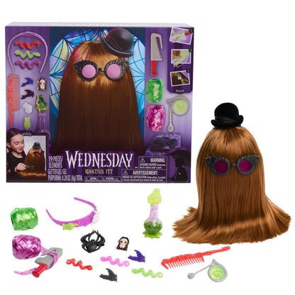 WEDNESDAY Ignatius Itt 10-inch Styling Head, 20-Pieces, 360 Degrees of Styling Options, Pretend Play, Kids Toys for Ages 4 Up by Just Play
