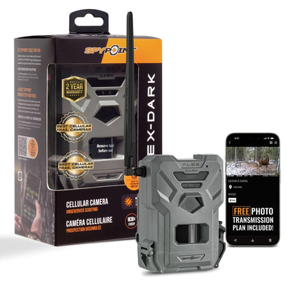 SPYPOINT Flex-Dark Cellular Trail Camera, 40MP Photos, 1080p Video + Sound, No-Glow Game Camera, Hunting Night Vision, Motion Activated,100ft Detection, No WiFi Needed Trail Cam