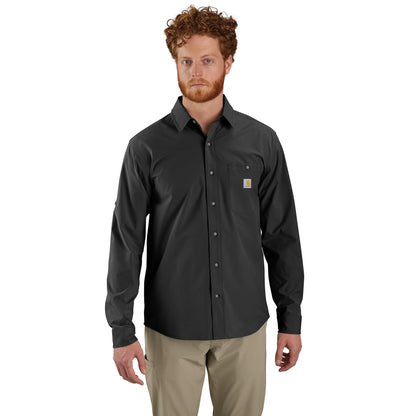 Carhartt Men's Force Sun Defender Relaxed Fit Lightweight Long-Sleeve Shirt, Black, Medium