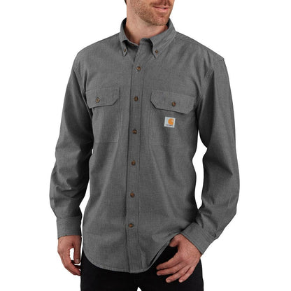 Carhartt Men's Fort Loose LS Shirt, Black Chambray, Small
