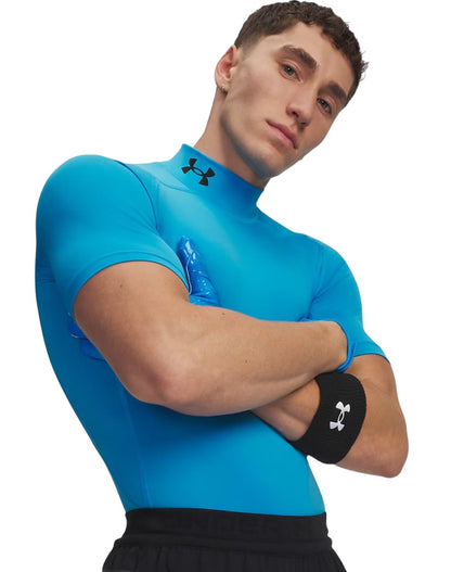 Under Armour HeatGear Armour Comp Mock Short Sleeve T-Shirt (US, Alpha, XX-Large, Regular, Regular, Capri/Black - 419)