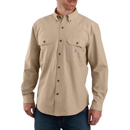 Carhartt Men's Fort Loose LS Shirt, Dark Tan Chambray, Small