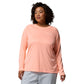 Columbia Womens PFG Tidal Tee II Long Sleeve Sun Protection Shirt, Tiki Pink/White Logo, X-Large