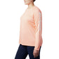 Columbia Womens PFG Tidal Tee II Long Sleeve Sun Protection Shirt, Tiki Pink/White Logo, X-Large