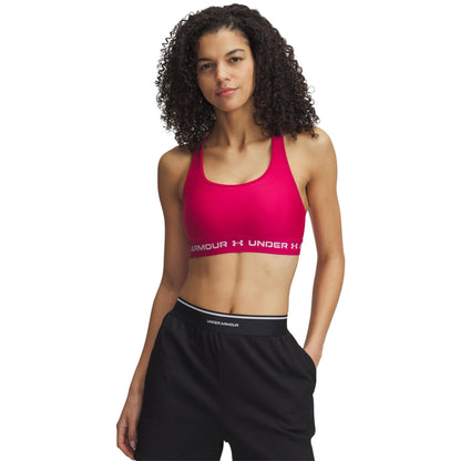 Under Armour Women's Crossback Mid Impact Sports Bra, 681 Pink, XS