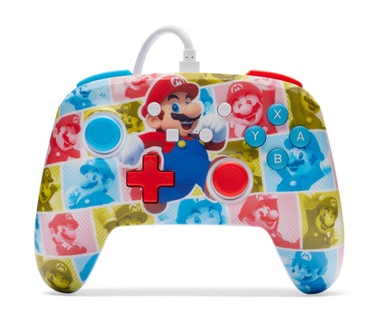 PowerA Enhanced Nintendo Switch and Switch 2 Wired Controller - Mario Hero Reel, Gamepad, game controller, wired controller, officially licensed
