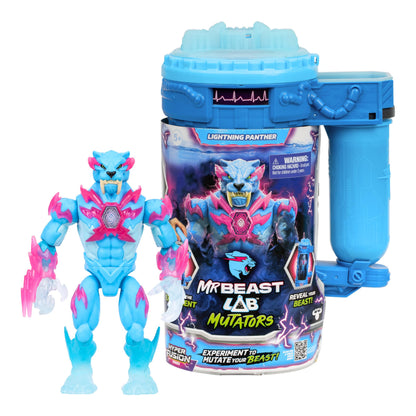 MrBeast Lab Hyper Fusion Mutators, Experiment & Create The Lightning Panther, Add Mutation Fluid, Press The Fingerprint Scanner & Reveal The Panther, Over 20 Points of Articulation, Collect All 3