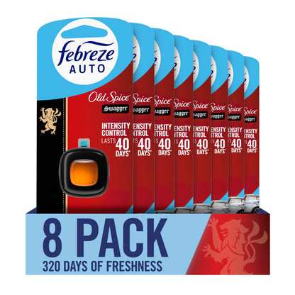Febreze AUTO Air Freshener, Odor-Fighting Automotive Vent Clip, Old Spice Swagger Scent, 8 Count