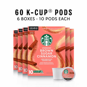 Starbucks K-Cup Coffee Pods, Brown Sugar Cinnamon Flavored Coffee for Keurig Brewers, 100% Arabica, Limited Edition, 6 Boxes (60 Pods Total)