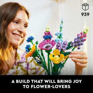 LEGO Botanicals Artificial Wildflower Bouquet - Fake Indoor Flowers Building Set for Home, Kitchen, Desk Decoration, Adults Ages 18+ - Gift for Graduation - 10313