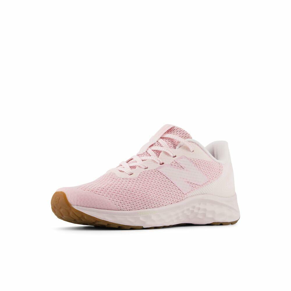 New Balance KIds Arishi Fresh Foam v4 Sneaker, PINK GRANITE/MID CENTURY PINK, 4 M Big Kid (8-12 Years)