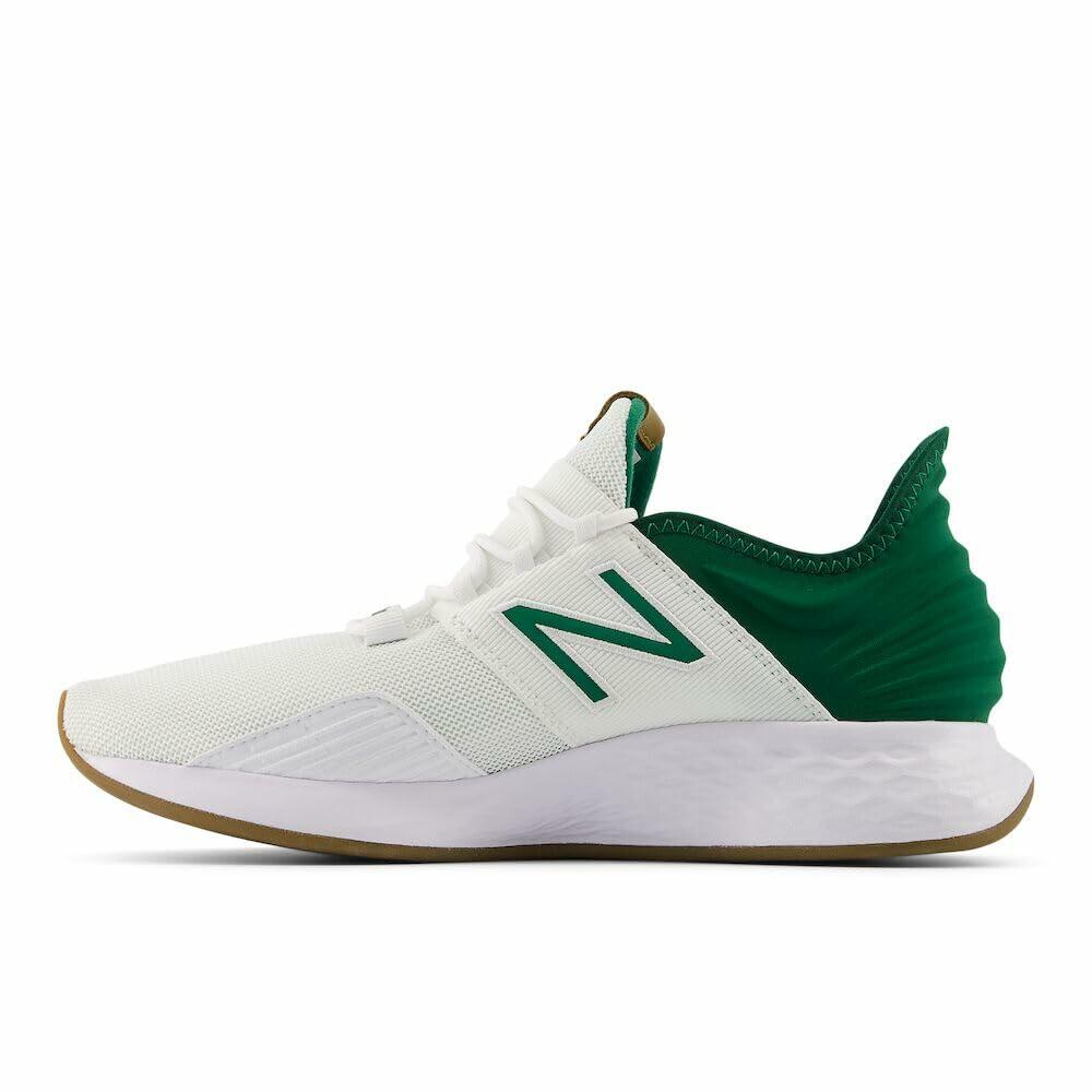 New Balance Men's Fresh Foam Roav V1 Running Shoe, White/Classic Pine/Incense, 11.5