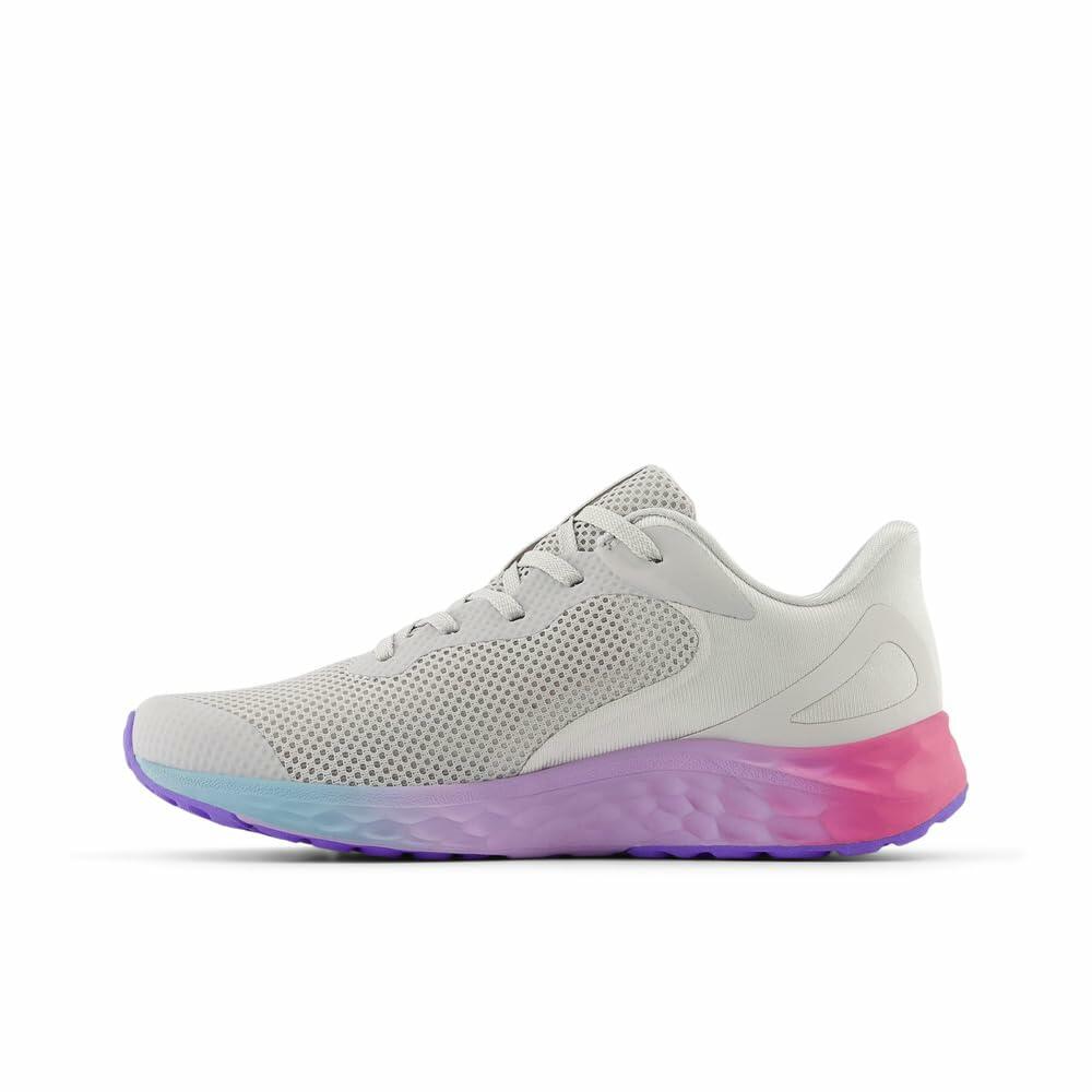 New Balance KIds Arishi Fresh Foam v4 Sneaker, GREY MATTER/MID CENTURY PINK/LILAC GLO, 7 M Big Kid (8-12 Years)