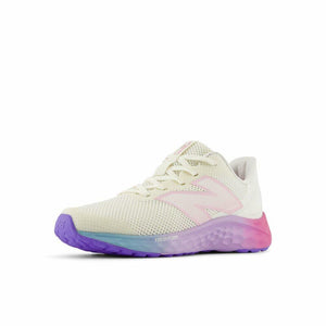 New Balance KIds Arishi Fresh Foam v4 Sneaker, GREY MATTER/MID CENTURY PINK/LILAC GLO, 4 M Big Kid (8-12 Years)